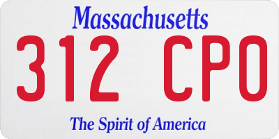 MA license plate 312CP0