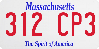 MA license plate 312CP3
