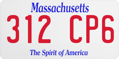 MA license plate 312CP6