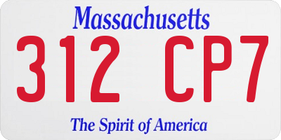 MA license plate 312CP7