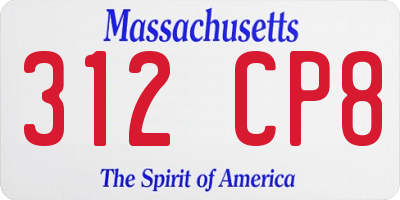 MA license plate 312CP8