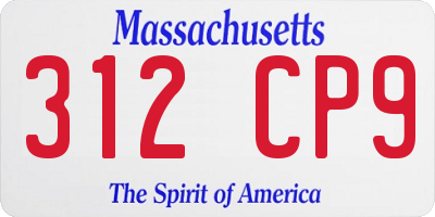 MA license plate 312CP9