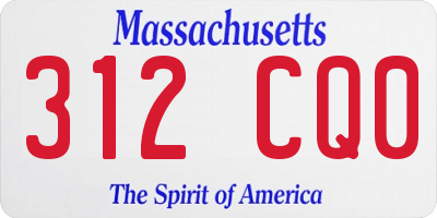 MA license plate 312CQ0
