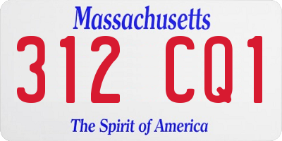 MA license plate 312CQ1