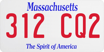 MA license plate 312CQ2