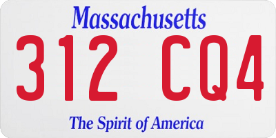 MA license plate 312CQ4