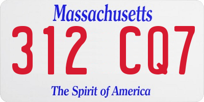 MA license plate 312CQ7