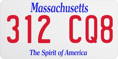 MA license plate 312CQ8