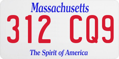 MA license plate 312CQ9