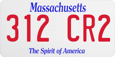 MA license plate 312CR2