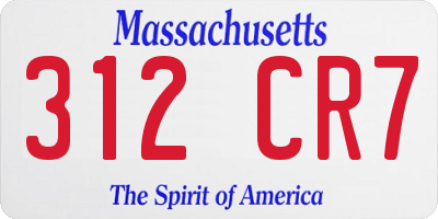 MA license plate 312CR7