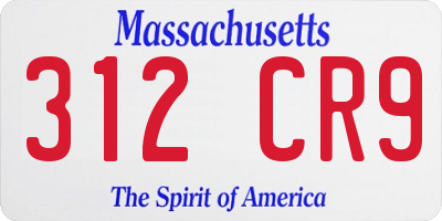 MA license plate 312CR9