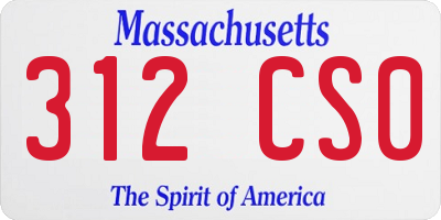 MA license plate 312CS0