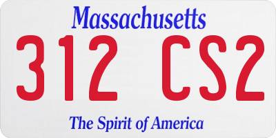 MA license plate 312CS2