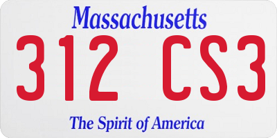 MA license plate 312CS3