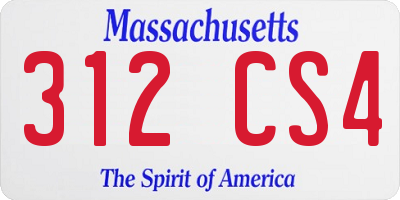 MA license plate 312CS4
