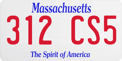 MA license plate 312CS5