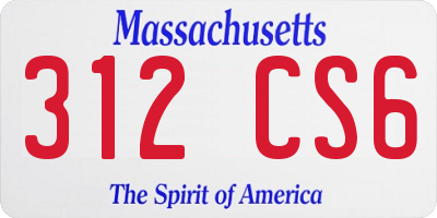 MA license plate 312CS6