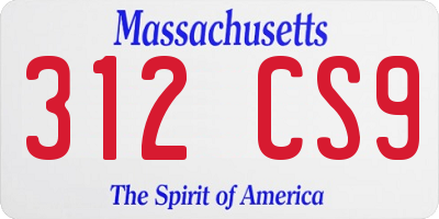 MA license plate 312CS9
