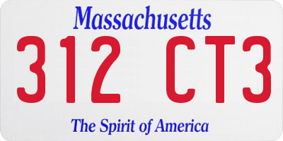 MA license plate 312CT3
