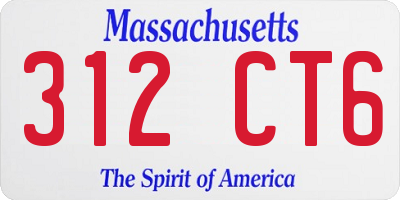 MA license plate 312CT6