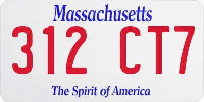 MA license plate 312CT7