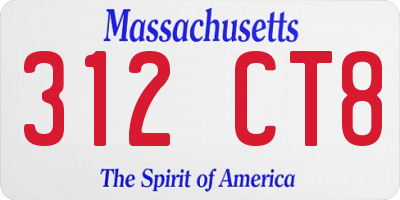 MA license plate 312CT8