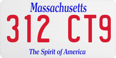 MA license plate 312CT9