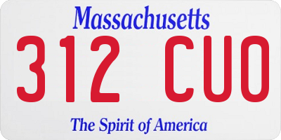 MA license plate 312CU0