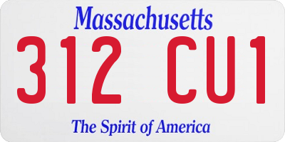 MA license plate 312CU1