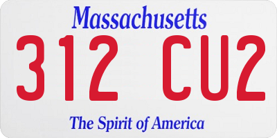 MA license plate 312CU2