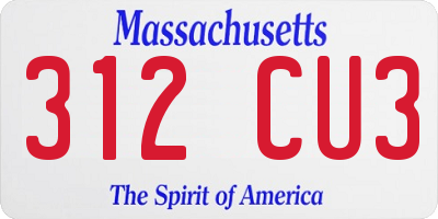 MA license plate 312CU3