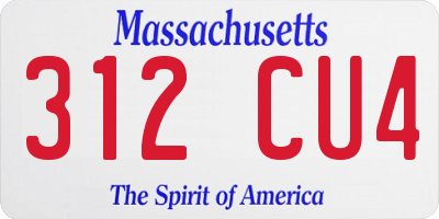 MA license plate 312CU4