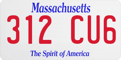 MA license plate 312CU6
