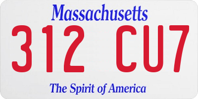 MA license plate 312CU7