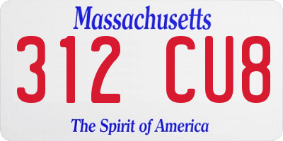 MA license plate 312CU8