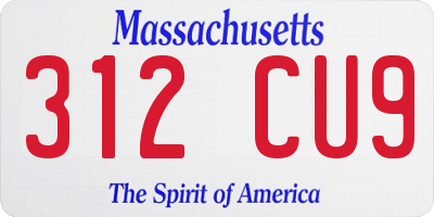 MA license plate 312CU9