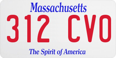 MA license plate 312CV0
