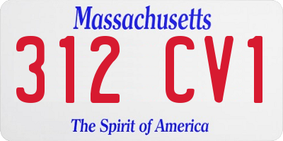 MA license plate 312CV1