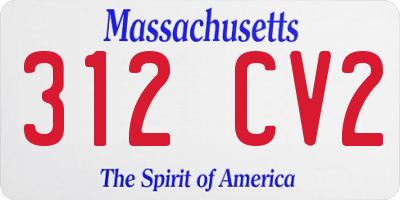 MA license plate 312CV2