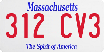 MA license plate 312CV3