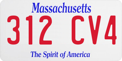 MA license plate 312CV4