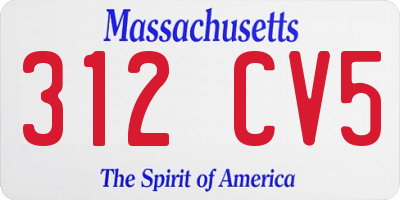 MA license plate 312CV5