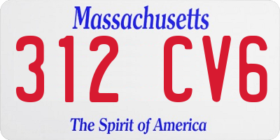 MA license plate 312CV6