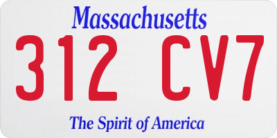 MA license plate 312CV7