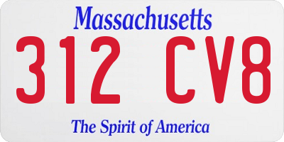 MA license plate 312CV8