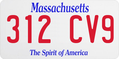 MA license plate 312CV9