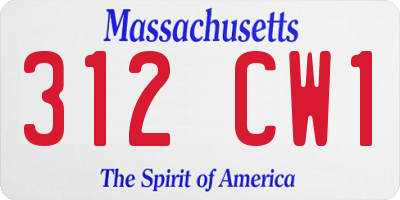 MA license plate 312CW1