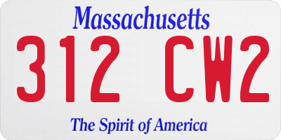 MA license plate 312CW2