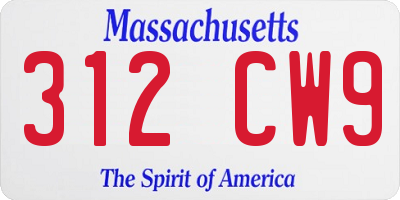 MA license plate 312CW9